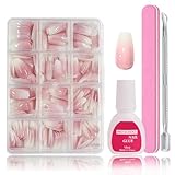 Falsche Nägel Tips Set - 240 Stück Französisch Falsche Nägel Zum Aufkleben - Weiß Rosa Gradient Design Künstliche Nägel Ballerina Nail Art Manicure Fake Nails für Damen und Frauen (Gradient Baby Pink)