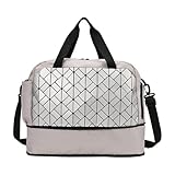 1. Leichte faltbare Reisetasche für Frauen Mädchen Gym Feansings in der Nacht., Grau, Mass Beauty