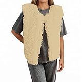 Generisch Modische Damen Weste Lang Einfarbig Lässig Oberteil Elegant Casual (Yellow, L)
