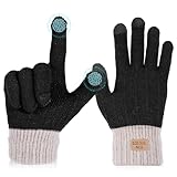 Abeillo Damen Winter Warm Touchscreen Handschuhe, Strickhandschuhe Touchscreen, Fingerhandschuhe Winterhandschuhe, Sporthandschuhe, Handschuhe Winter mit Fleece Gefütterte für Damen Herren (Schwarz)