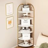 Eckregal, 6-stöckiger Metallrahmen, einfache Montage für kleine Räume in Haus, Büro, Wohnzimmer, Schlafzimmer