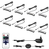 HURYEE Glasbodenbeleuchtung LED Vitrinenbeleuchtung mit Fußschalter und RF-Fernbedienung, LED Clips Warmweiß Glaskantenbeleuchtung Dimmbar für Glasvitrine, Vitrinen, Regale, Tisch, Displays 8er Set