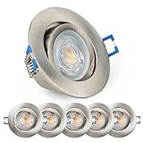 URing LED Einbaustrahler Schwenkbar Dimmbar, Deckenspots LED Spot Einbauspots inkl 230V 5W 650LM warmweiß 3000K Modul, bohrloch 68mm - 75mm spots deckenleuchte für Wohnzimmer, Badezimmer, 6 Stück