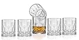 Cheffinger Kristallglas Whiskeygläser Set, 6 Stück, 350ml, 9,5cm x 8,5cm, Diamantschliff-Design