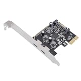 PUSOKEI 2 Ports USB 3.2 Gen 1 PCIe Erweiterungskarte, PCIe zu USB C Adapterkarte, Hochgeschwindigkeit 5 Gbit/s, ASM1042 Hauptsteuerchip, für Desktop PC