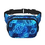 DNA-Kette, Fotodruck Unisex, quadratisch, doppellagig, Hüfttasche, trendige Umhängetasche, Bauchtasche, Reisen, Workouts, Schwarz, Einheitsgröße