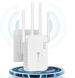 1200Mbit/s WLAN Verstärker, WLAN Repeater Dual Band WiFi Verstärker Signalverstärker mit 1 LAN Port, 1 WAN Port, WPS,3dBi x4 Antennen kompatibel zu Allen WiFi Geräten