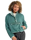 HUK Damen Plüschpullover mit 1/2-Reißverschluss, gemütliches Sherpa-Fleece mit Drop-In-Tasche vorne und gesteppten Details, Nordatlantik, XS