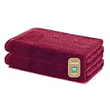 Lavea Duschtücher 2er Set 60x120 cm – Weiche & saugstarke Handtücher aus 100% Baumwolle – Bordeaux – Oeko-TEX 100 Zertifiziert – mit Aufhängeschlaufen – Waschbar bei 60 Grad – Wellness Badetücher