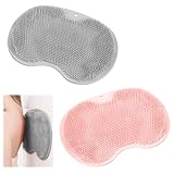 2 Stück Rutschfestes Silikon Massagepad 27.5cm * 20cm mit Rutschfesten Saugnäpfen Rutschfestes Silikon Massage Pad zum Reinigen und Peeling Ihrer Füße Ohne Bücken für Fußpflege Entspannung(Gray, Rosa)