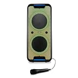 MEDION PX-1 Plus Partybox (Akku, mit Mikrofon, tragbarer Bluetooth Lautsprecher groß, Musikbox, Verschiedene Lichteffekte, Partylautsprecher mit Karaoke, 2 x Mikrofonanschluss, AUX, USB)