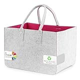 Sinand 30L Einkaufskorb, Einkaufstasche mit Henkel, Robust/Gut Verarbeitet/Faltbar Die Filztasche Storage für Outdoor Trips, Picknick, Einkaufen Außen (Hellgrau - Rosérot)