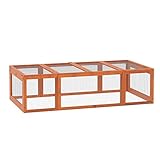 PawHut Hasenstall Kaninchenstall aus Tannenholz Winterfest Hasenkäfig mit aufklappbar Dach 180x90x48 cm Kaninchenkäfig Outdoor Kleintierstall für Kleintiere Hasen Kaninchen Meerschweinchen Orange