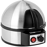 Clatronic® Elektrischer Eierkocher für bis zu 7 Eier | Eierkocher Edelstahl mit Härtegradeinstellung | beleuchteter Ein-/Aus-Schalter | 400 Watt | Edelstahl | EK 3321