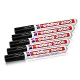 edding Permanentmarker 3000, schwarz, 1,5-3 mm, nachfüllbar, 5er-Pack, 4-3000001_5