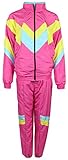 Foxxeo 80er Jahre Kostüm für Erwachsene Premium 80s Trainingsanzug Assianzug Assi - Herren Größe S-XXXXL - Fasching Karneval Anzug, Farbe pink gelb babyblau, Größe: L