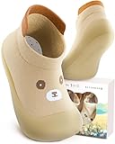 Kleinbär® Krabbelschuhe Kinder [Zehen und Fersenschutz] - Lauflernschuhe 6-18 Monate für maximale Sicherheit - Hausschuhe Kinder Turnschläppchen Jungen & Mädchen - Kinderhausschuhe Sockenschuhe