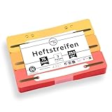 perfect line - 75 Heftstreifen Pappe, recycling Karton, 250 g/m²,3 Farben (Gelb, Orange, Rot), Made in Germany, Heftlaschen Blauer Engel zertifiziert