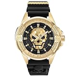 Philipp Plein Herren Analog Quarz Uhr mit Silikon Armband mid-33174