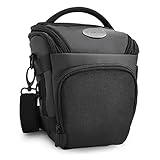 Baxxtar PRO NOVO SLR Kameratasche Colt-Tasche schwarz (Schulter-Beckengurt Gurttunnel) Kompatibel mit Canon EOS RP R7 R8 R10 R50 250D 2000D 4000D - Nikon Z-50 D5600 - Sony Alpha 7 - Panasonic DC GH7