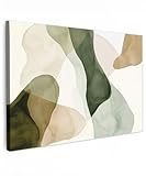 MuchoWow© Leinwand Bilder Groß 120x80 cm XXL Wanddeko Wohnzimmer Aesthetic Room Decor Deko Zimmer Wandbilder Modern Bild auf Leinwand Japandi - Abstrakt - Grün