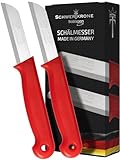 Schwertkrone® Schälmesser 2er Set [MADE IN SOLINGEN - GERMANY] - Gemüsemesser Obstmesser - Küchenmesser klein scharf - Schneidemesser Kartoffelschälmesser - Allzweckmesser (2x rot - 6cm Klinge)