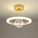 ZXDTVFGN Kleine LED-Deckenleuchte für Flur, Kronleuchter mit Filament aus Glas, Hängeleuchte, dimmbar, Schwarz und Gold, moderner Stil aus der Mitte des Jahrhunderts, rund, für Schlafzimmer