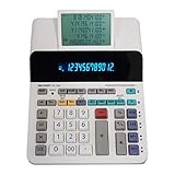 Sharp EL-1901 Anzeigender Tischrechner (Paper& Ink-Free, 12-stelliges und 5-zeiliges LCD Display) Weiß, 193 x 66 x 254 mm