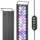 AQQA Aquarium LED Beleuchtung, 24/7 Vollspektrum Aquarium Licht mit Timer, DIY Modus 10 Helligkeitsstufen Einstellbar & 10 Farben & Ausziehbare Halterung für 30-45cm Süßwasser Aquarien (14W)