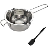 Qanye 1 Stück Wasserbad Schmelzschale, 1 Stück Schwarz Spatula, Schokolade Zum Schmelzen, Chocolate Melting Cup, 304 Stainless Steel Water Bath, Zum Schmelzen Von Schokolade, Butter Und Milch Heizung