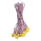Garneck 15 Stück mit Goldmedaille Medaille für Schüler Schulsportmedaillen Gold/Silber/Bronze -Medaillen kleine Medaillen gefälschte Medaillen Preismedaille Polyester Golden