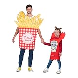 My Other Me - Unisex-Kostüm für Erwachsene (XXS bis XXXL) und Kinder (3-6 Jahre) in Rot und Gelb, mit zwei Anzügen in Einheitsgröße, wecken Sie mit diesem kulinarischen Duo ein Lächeln auf.