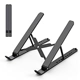 Tonmom Laptop Ständer, Faltbarer Notebook Ständer, Höhenverstellbarer ABS+Silikon Laptopständer Belüftet Kühlung Laptop Halterung für MacBook Pro/Air, HP, Sony, Dell,alle 10-15,6 ” Laptops-Schwarz