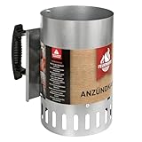 FEUERGOTT Anzündkamin Premium Big XXL - Edelstahl Grillanzünder mit natürlichem Zugmechanismus, für Holzkohle und Briketts und BBQ-Grill, hitzebeständiger Griff und Hitzeschutzblech, 27x17x27,5 cm