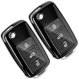 Yosemy Autoschlüssel Hülle 2 Stück Schlüssel Hülle Kompatibel für VW Golf Skoda Seat Schlüsselhülle Cover 3-Tasten TPU Auto Schlüssel Cover (Schwarz+Schwarz)