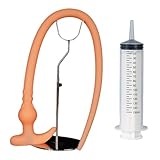 ZDJBFA Silikon Extra Lang Hohl Analplug Vaginaldusche Anal Spülung Neu Einlauf zur Darmreinigung SM Butt Plug Dilatator Intimdusche Klistierspritze Set Analspielzeuge,Orange-75cm