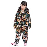 Beokeuioe Zweiteiliger Regenanzug für Mädchen Jungen mit Druckt Regenjacke Regenhose 2 Stück Outdoor Regenset Regenbekleidung Wasserdicht Outfit Wasserdicht Set 2-10 Jahre