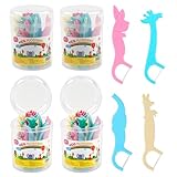 Zahnseide Stick Flossen Kinder 160 Stück Zahnseide Sticks Kinder Dental Floss mit 4 Bunte Griffe in Tierformen
