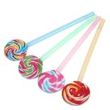 Uonlytech Gelschreiber Lutscherform 4 Stück Bunt Gelroller Mittel Fein für Schüler Schulbedarf Schreibspaß