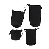 KICHOUSE 4 Stück Gehäuse für Kameraobjektive Taschen für Kameraobjektive Tasche für Kameraobjektiv Linsentaschen SLR Kamera objektiv Tasche Linsenschutzbeutel Neopren Black