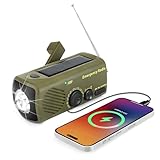 URPRO Notfallfunk, tragbares Handkurbelradio mit AM/FM, 3000 mAh wiederaufladbare Powerbank, SOS-Alarm, LED-Taschenlampen-Dynamo-Radio, USB-Handyladegerät für Outdoor-Camping und Wandern