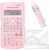 Tragbarer wissenschaftlicher Taschenrechner mit 240 Funktionen, zweizeiliges Display, für Schulbedarf, Studenten, Lehrer, Geschäft, Büro, Zuhause (Rosa)