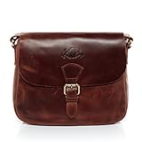SID & VAIN Schultertasche echt Leder - Handtasche Yale - Umhängetasche Damentasche mit Schultergurt - Ledertasche Damen braun handgefertigt
