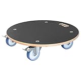 WAGNER Pflanzenroller Maxigrip Ø 58 x 14,5 cm I Transporthilfe & Kübelroller f. Außenbereich + Innenbereich I FSC®-Schichtholz I 2 Total-Feststeller I Tragkraft 300 kg I Made in DE - 20116801