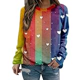 Damen-Sweatshirt mit Herz-Aufdruck, Valentinstag, Frühling, lässig, Grafik, Rundhalsausschnitt, langärmelig, Sweatshirt, Damen, Dating, Freizeit, Kleidung, weich, gemütlich, Übergröße, Pullover Tops