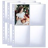 40 Pack 320 Taschen A4 Foto Hüllen für A4 2/3/4 Ringbuch, Transparente Postkartenhüllen, 4 Fächer, Doppelseitiger 4 Taschen Foto Seitenschutz, Top Loading Fotoalbum Nachfüllseiten(10x15 cm)