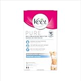 Veet PURE Kaltwachsstreifen – Geeignet für sensible Haut – Anwendung für Bikinizone & Achseln – Bis zu 28 Tage glatte Haut – 8 x Doppelstreifen à 16 Anwendungen