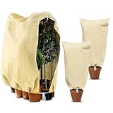 Cieex 3 Stück Winterschutz Pflanzen, Pflanzenschutz Winter Reißfest, Wiederverwendbar Frostschutz Kübelpflanzensack mit Reißverschluss, Zugband für Baum Palmen Olivenbaum (80 x 120 cm &120 x180 cm)