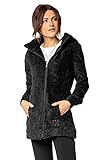 Sublevel Damen Fleece-Mantel: Kuschelige Teddyfleece Kapuzenjacke, Langarm, Warm und Bequem, Freizeitjacke in Schwarz, Rosa, Weiß, Grau black1 M