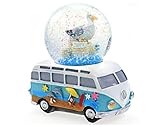 Schneekugel mit Möwe und Glitzer auf sommerlichem Van mit beidseitiger maritimer Bemalung, ⌀ 65cm, Urlaubsfeeling Strand Meer Sommer Dekoartikel Schüttelkugel